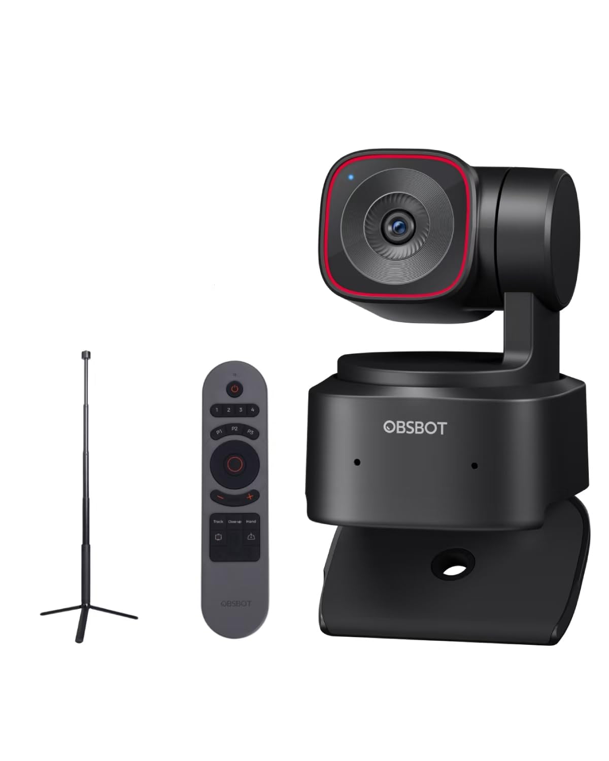 OBSBOT Tiny 2 Lite - Webcam 4K & Telecomando Remote Control & Treppiede allungabile,PTZ in Streaming con Sensore 1/2”, Tracking AI, Controllo dei Gesti, 60 FPS, HDR, Microfoni