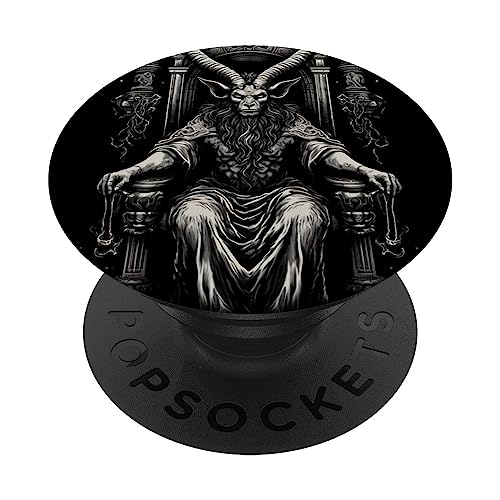 Baphomet Throne Goat Head Satanic Witchcraft Occult PopSockets Swappable PopGrip, Black