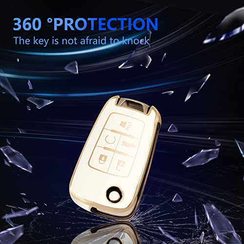 Yhc Key Fob Cover For Chevrolet-Premium Key Case Shell With Gold Keychain Fit Chevy Malibu Cruze Camaro Volt Equinox Spark Sonic Impala (5-White) #TOP4