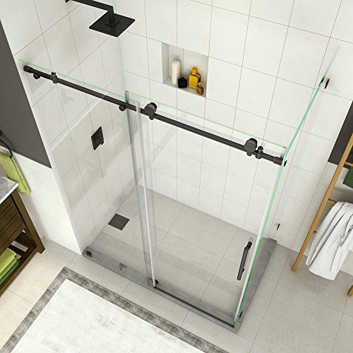 Aston Sen984Ez-Orb-48-10 Coraline 44" To 48" X 33.875" X 76" Completely Frameless Sliding Shower Enclosure With Starcast Clear Glass, Oil Rubbed Bronze #TOP1