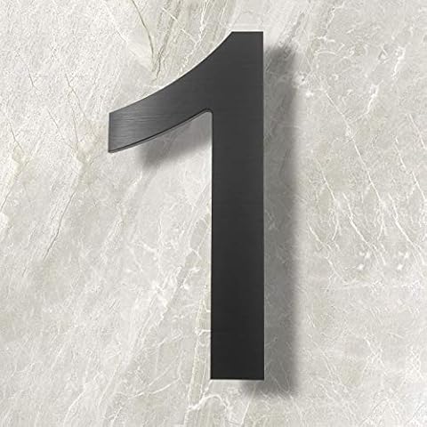 Cobata 10 Inch House Numbers- Modern Floating Street Home Address Number-Large Contemporary Aluminum Brushed Finish Number, Black (Number 1) Cover