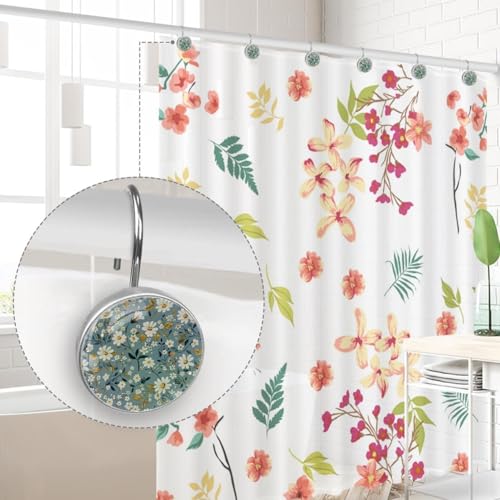 Ganchos para cortina de ducha de baño Little Florals resistentes al óxido de 12 piezas 5