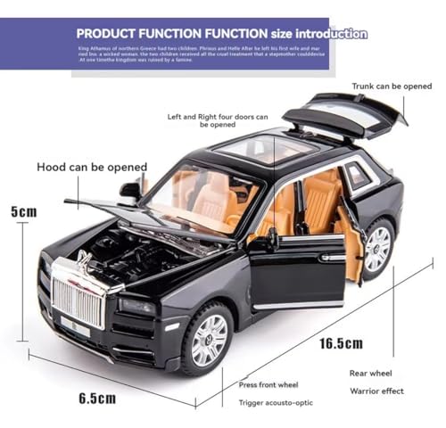 Image of 1:32 Scale Rolls Royce CULLINAN Toy Car | Metal Pullback Diecast Car for Kids with Openable Doors, Sound, Light Effects Toy for Car Enthusiasts (Color As Per Available)