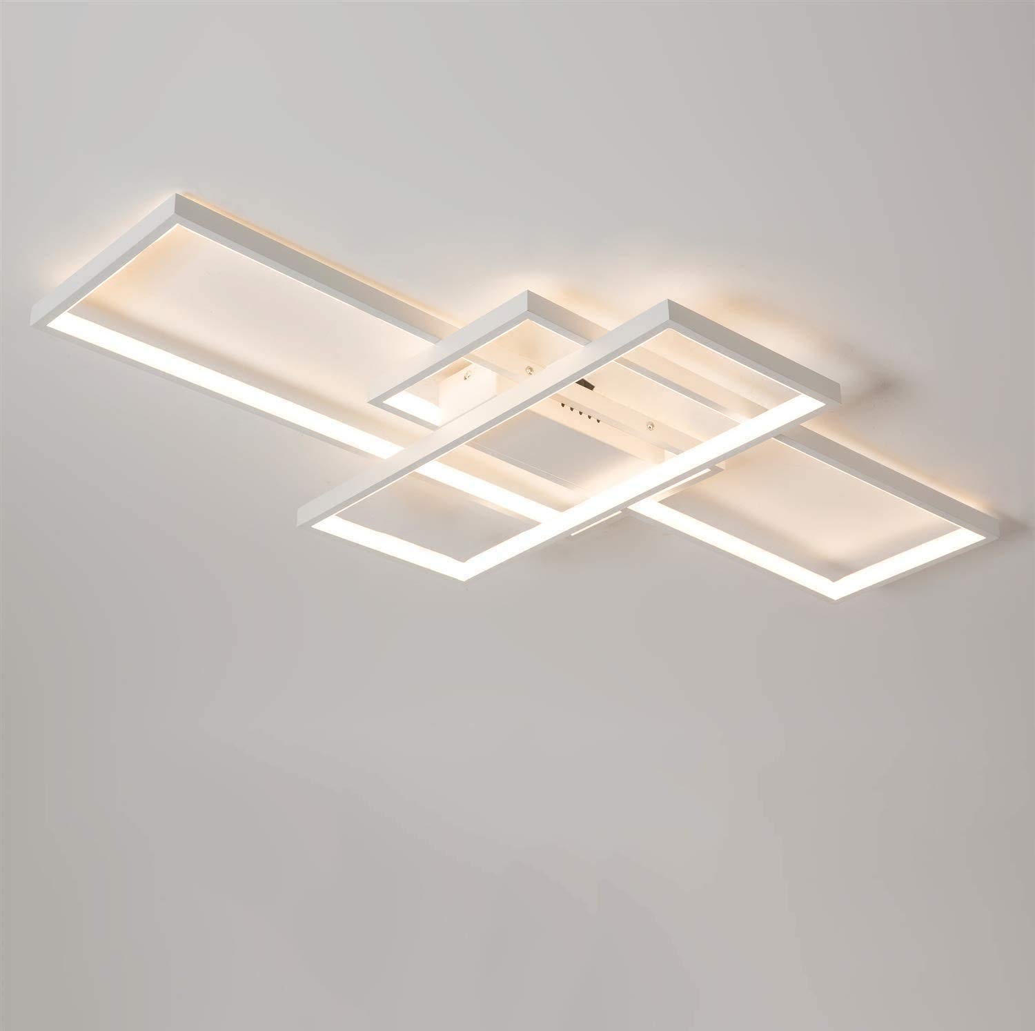 EFPD Remote Control dimmable LED Ceiling lamp Modern Chandelier Creative Rectangular Space Design Indoor Lighting Fixture (White, ▭)