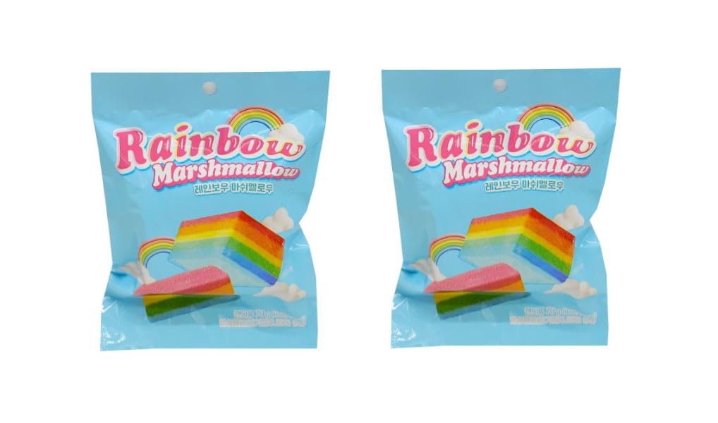 Amazon.co.jp: 【韓国お菓子】レインボー マシュマロ 70g×2個セット