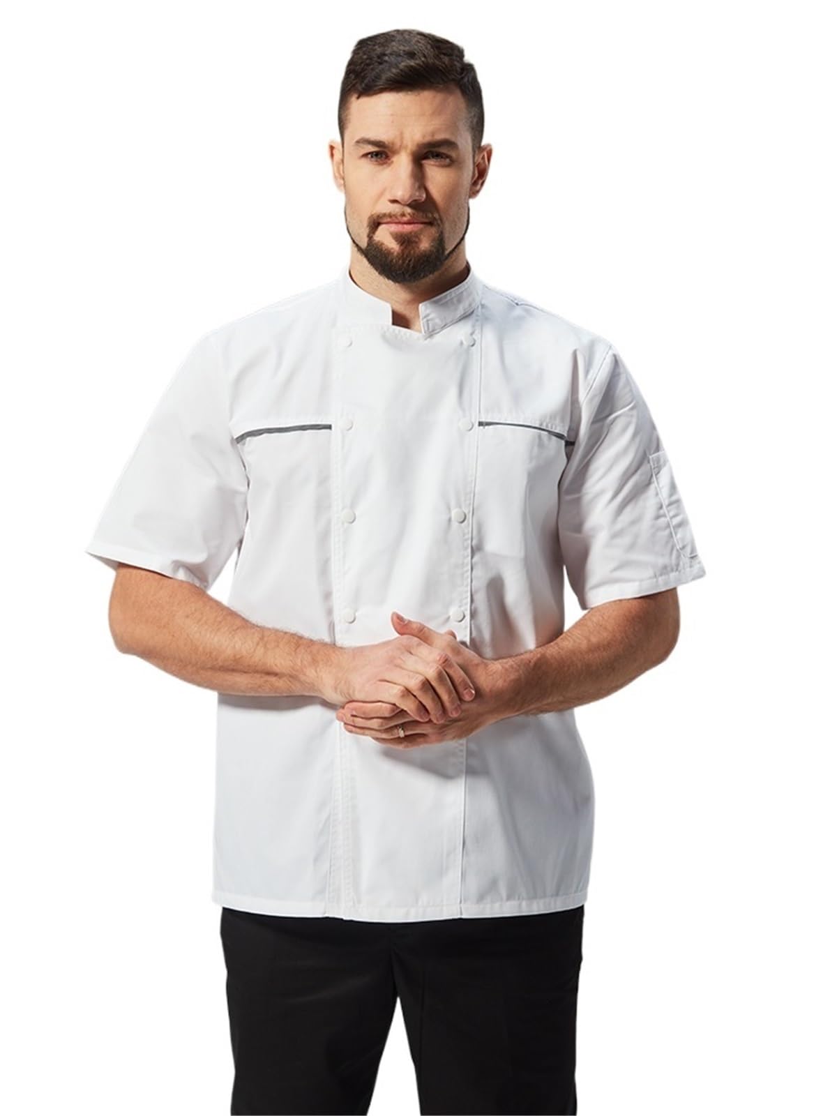 Chaquetilla Cocinero Camisas de Manga Corta for Camarero, Chaqueta Chef for Restaurante, Uniforme Hotel for Hombre, Uniformes Cocinero Verano for Mujer, Monos Cocina for Catering