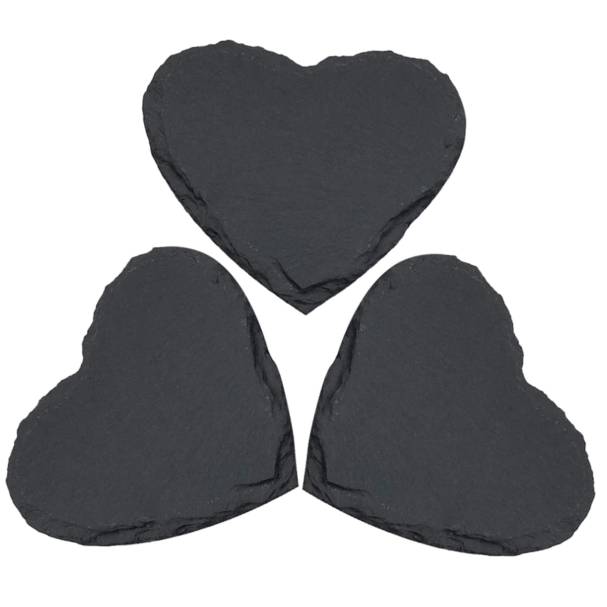 Plato de Pizarra en Forma de Corazón, 3 Piezas, Negro | Bandeja de Comida para Servir, Uso Multiusos, Estilo Rústico Chic, para Restaurante Occidental y Hotel