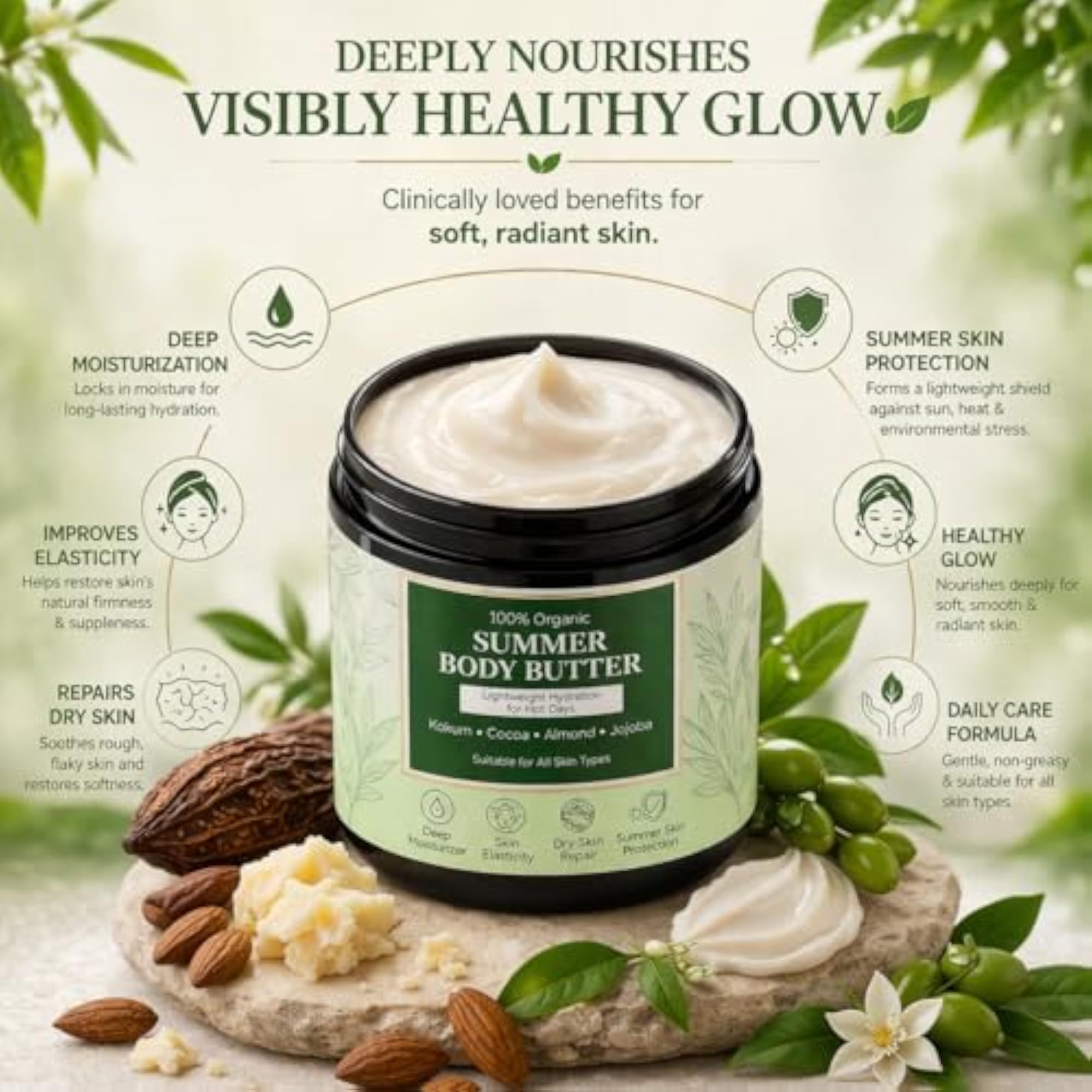 Organic Body Butter for Dry Skin, Deep Moisturizer