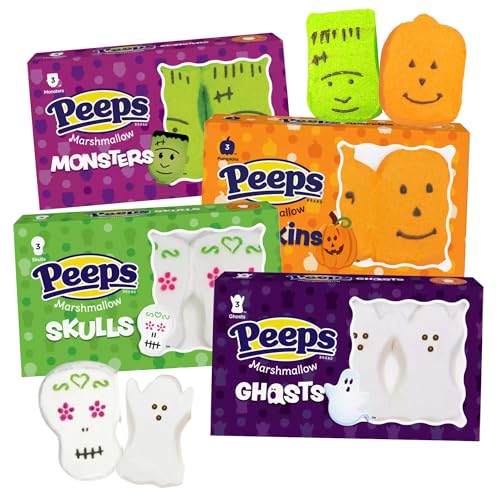 Needzo Monster, Pumpkin, Sugar Skulls, and Ghost Peeps Marshmallows, Halloween Assorted Character...
