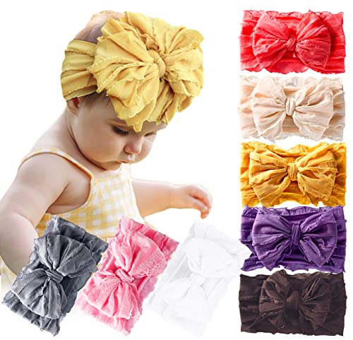 Image of DANMY Baby Girl Elastic Headbands Newborn Toddler Hairbands Bows Children Soft Headwrap Hair Accessories