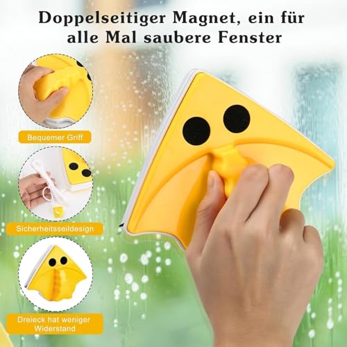 Image of Magnetic Window Glass Cleaner | Two-Sided Wiper | Dual-Glazed Glass Squeegee & Brush | Doubleface Window Washing Equipment Household | All Glass Windows Cleaner (CR1)