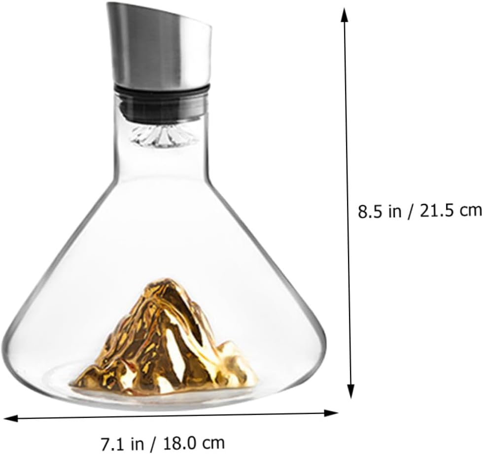 Golden Glacier Wine Decanter 1500ml Handheld Fast Wine Aerator Inclined Mouth Suitable for Dining and Entertaining