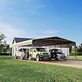 20x30 FT Heavy Duty Metal Carport Kit, Waterproof Windproof Aluminum Car Ports with Steel Shelter Frame Cover for 2 Car or Boats, Easy Assembly Tractor/Car Storage
