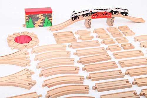 point-kids Holzeisenbahn Spielzeugeisenbahn Gleis Zug Set 59 Teile – Bild 4