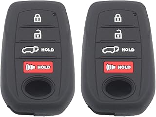 Btopars 2pcs 4 Buttons Black Silicone Rubber Remote Smart Key Fob Case Cover Protector Holder Compatible with Toyota Rav4 Venza Land Cruiser 2021 2022