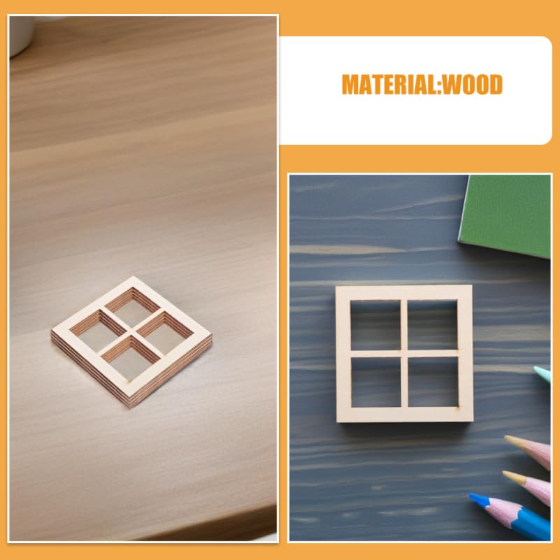 ABOOFAN Miniature Dollhouse Windows 24Pcs Small Scale Wooden Window Frames 2.64X2.64In for Diy Dollhouse Accessories and Craft Supplies - Image 2