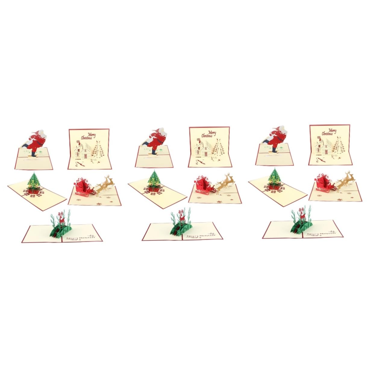 VILLCASE 15 Stk Pop-up-Karten christmas vaction christmas tree weihnachts geldgeschenke dekoration santas frohe weihnachtsgrüße wünsche 3D-Weihnachtskarten auf 3D-Up-