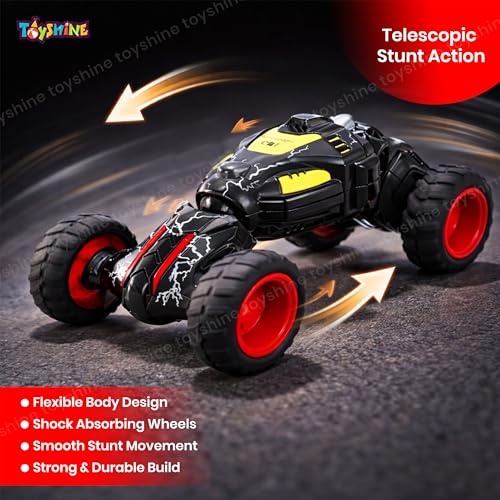 Image of Toyshine Pull Back Friction Powered Telescopic DTX Toy Car Off-Road Non Electric Stunt Toy Gift for Babies Toddlers Kids Boys Girls Age 2+ (Black)