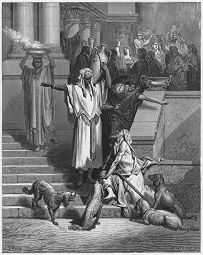 Toile Lazare à la porte de l'homme riche Gustave Doré 60x90cm