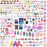 Random Mini Accessories Set- Fit for Dachshund Collie Great Dane Husky Dog & Shorthair Cat, Miniature Pet Decoration Accessories for LPS Figure Dolls Playhouse Decor (7pcs Random)