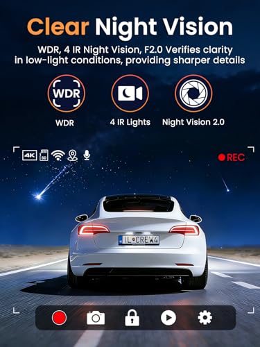 Image of 3 Channel Dash Cam Front and Rear Inside,2.5K+1080P+1080P Dash Camera for Cars,Free 64GB Card,Dashcam with WiFi,APP Control,Parking Monitor,Night Vision,Loop Recording