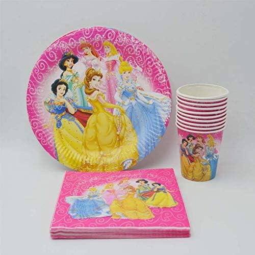 YUWANW Creative Fruit Plate40Pcs/Set Party Supplies Ariel/Belle/Cinderella/Aurora Princess Birthday Party Plate/Napkin Decoration Ariel Party