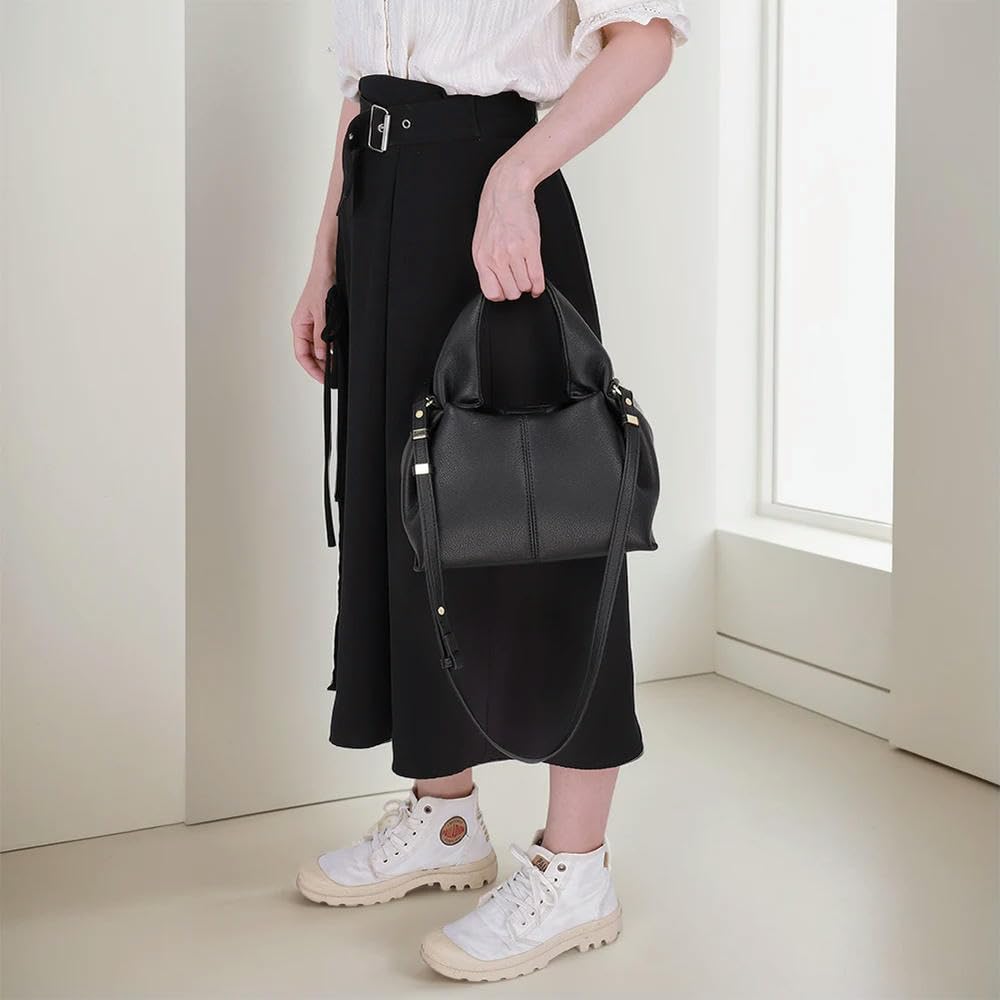 ZBDZSW Cloud Pouch Bag Dumpling Clutch Purse Handbag Leather Tote Shoulder Retro Crossbody Bag Top Handle with Removed Strap Brown