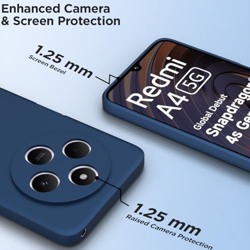 Image of Outlouders Back Cover for Redmi A4 5G / Redmi 14C 5G / Poco C75 5G | Camera Protection | Durable Soft Matte Silicone Bumper Case (Blue)