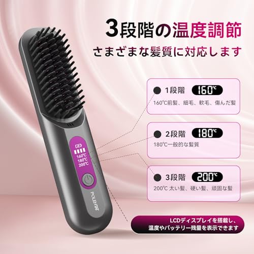 POLENTAT ヒートブラシ コードレスブラシアイロン