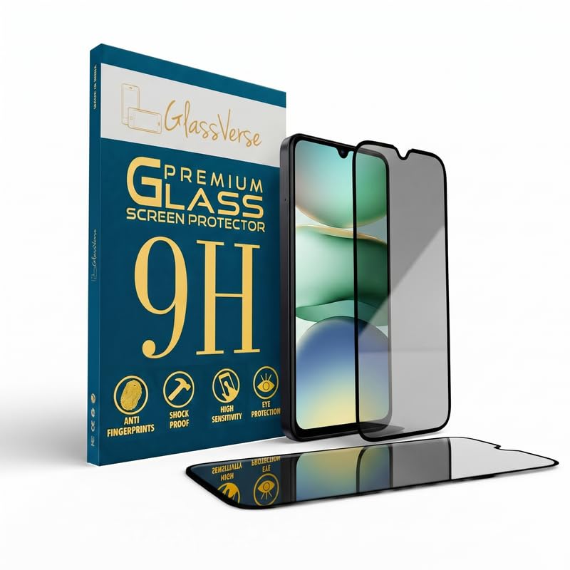 Image of GlassVerse Privacy Tempered Glass for Redmi A5 4G | Anti Spy Screen Protector, 9H Hardness, Edge to Edge, Case Friendly, Hassle-less Installation Kit Included. (Pack of 2)