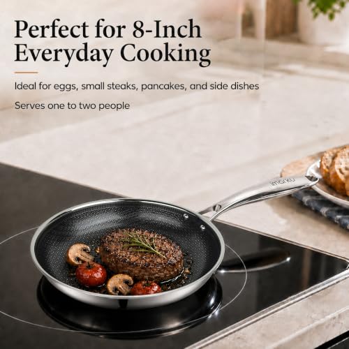 Image of imarku 8 Inch Non Stick Frying Pans, Healthy Hybrid Ceramic Frying Pans