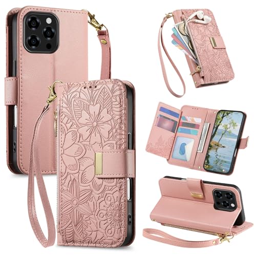 Tuxiwei 適用DOOGEE N58 Pro ケース 手帳型 カード収納 財布タイプ 対応Doogee N58 Pro スマホケース 人気 女性のためのデザイン かわいい桜の花柄【肌感レザー ジッパー式コイン収納ポケット カードスロット 同色同じ材質ハ