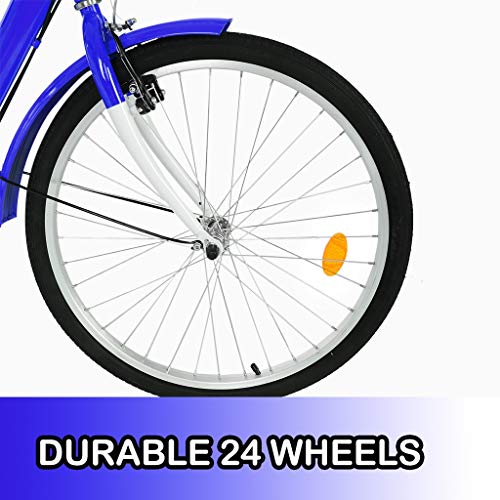 Adult Tricycles 7 Speed, Adult Trikes, Three Wheel Cruiser Bike Bicycle with 26-Inch Wheels and Large Shopping Basket for Women, Seniors, Men (Blue)