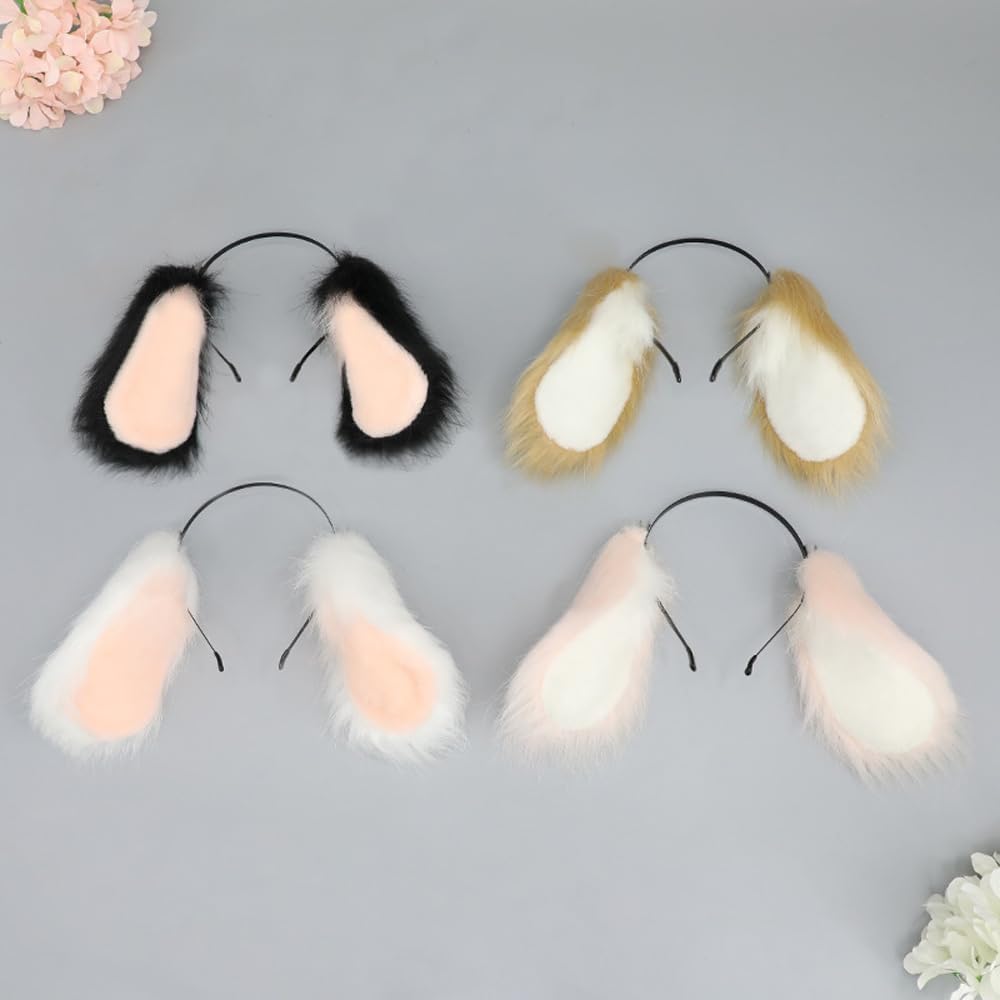 Cute Dog Headband Fluffy Puppy Ears Head Hoop Kawaii Animal Headpieces for Halloween Christmas
