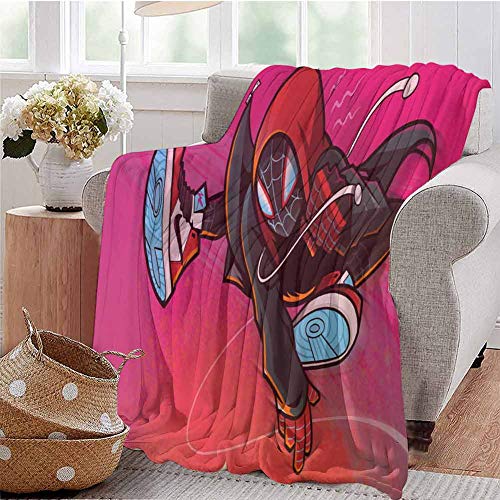 HouseDecor Mantas Spiderman Miles Morales Ilustración manta para cama sofá de 200 x 160 pulgadas
