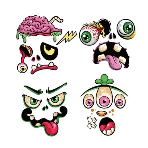 Pegatinas de cara de Halloween,Pegatinas faciales novedosas para atmósfera espeluznante - Decoración de Halloween para pared de salón, equipaje, lámpara de calabaza, mesa, mesa de centro