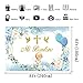 Mi Bautizo Sign Backdrop for Boy Angel Blue White Flower Balloon Gold Bless First Holy Communion Christening Ceremony Baby Baptism Decorations Party Photography Background Photo Booth Banner 8x6ft
