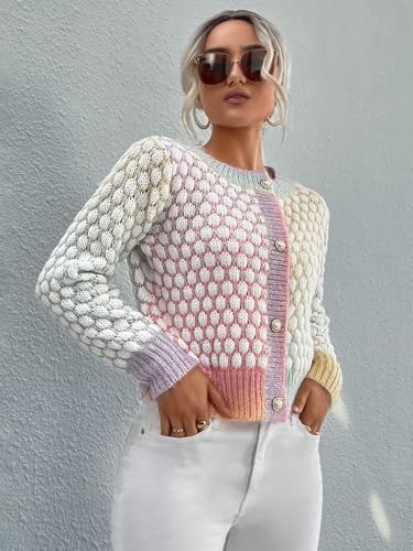 Image of Floerns Women's Ombre Marled Knitwear Long Sleeve Button Front Cardigan