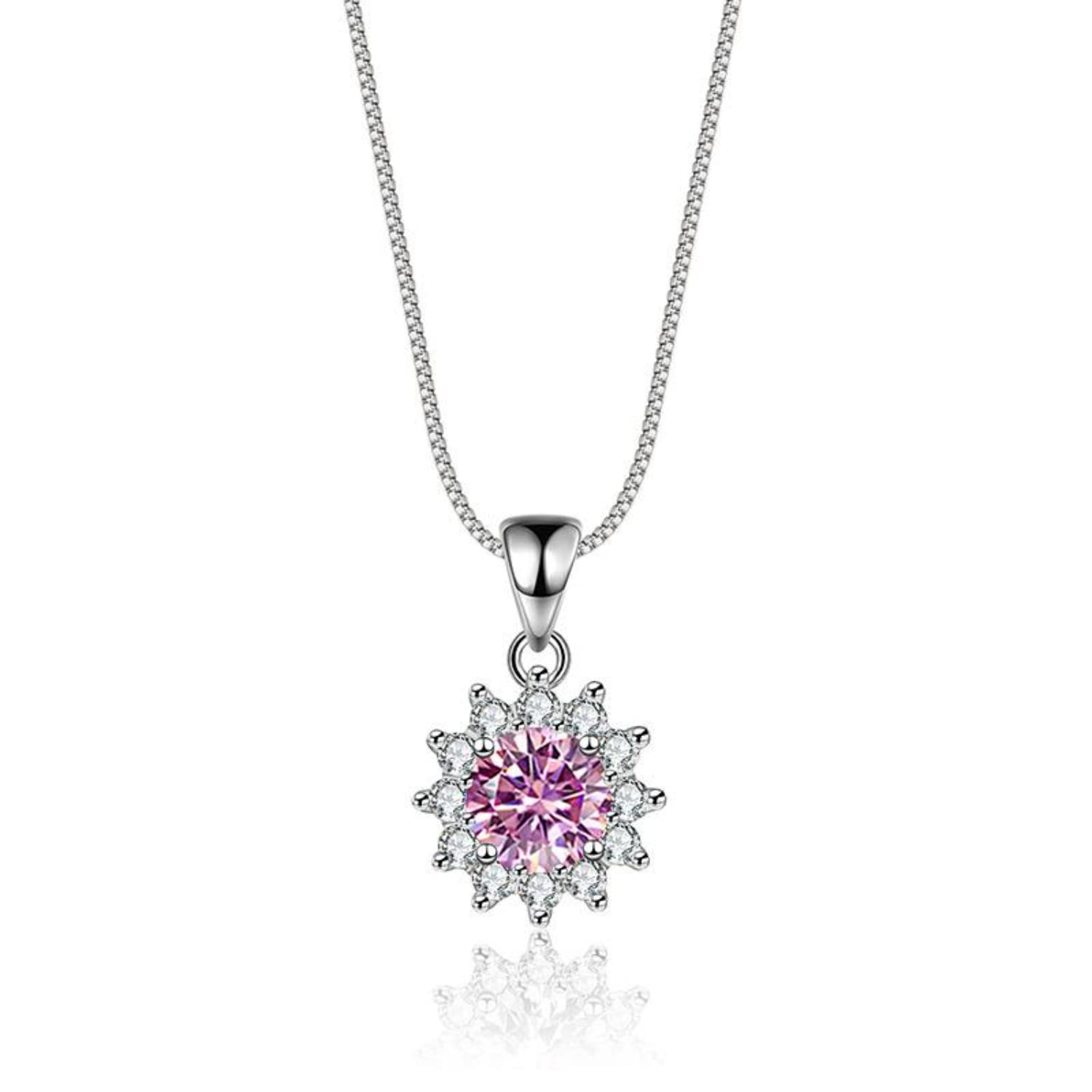 Collier Moissanite bleu rose tournesol cadeau de Saint-Valentin - 6