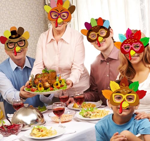 16PCS Thanksgiving Crafts in Bulk: Felt Turkey Masks DIY Arts Kit, Fall Party Favors Classroom Activities Supplies - Image 3