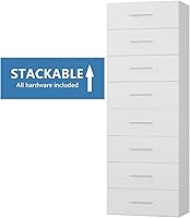 Vista 6 de 4 Drawer Short Tower, Modular Wood Closet System Organizer with Storage, Clothing Rack for Hanging Clothes, White, 25.5"W