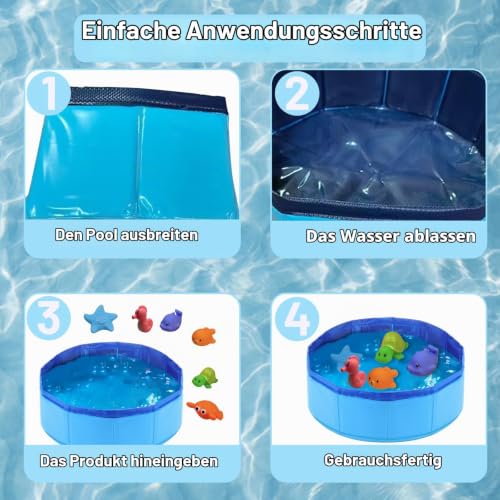 DePro Katzenpool, mit Fischwasser-Spielzeug, Faltbarer Pool 50x10 cm, Interaktives Wasserspielzeug, Tragbarer Pool für Katzen und Hunde zum Spielen und Baden – Bild 5