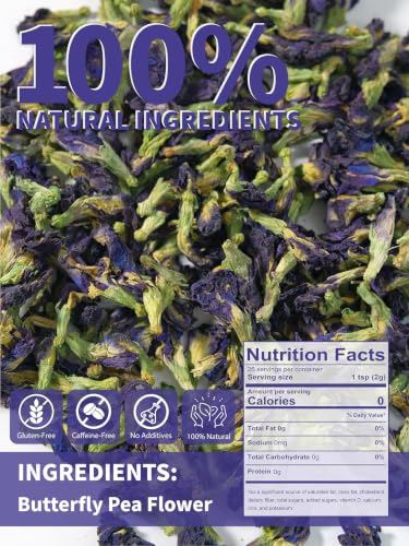 Image of TeeLux Butterfly Pea Flower Tea, 1.76oz Whole Blue Pea Flower Caffeine Free