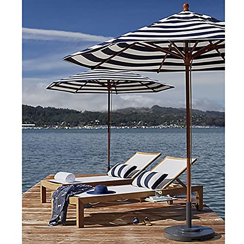 Acxz 9Ft/270Cm Large Beach Umbrella Outdoor Parasol Black And White Striped, Round Wooden Foldable Garden Umbrella, For Lawn/Pool Side, 8 Ribs (Without Base) #TOP5