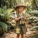 IKALI Kids Girls Zoo Keeper Costume Tiger Print Explorering Kit with Safari Vest & Hat