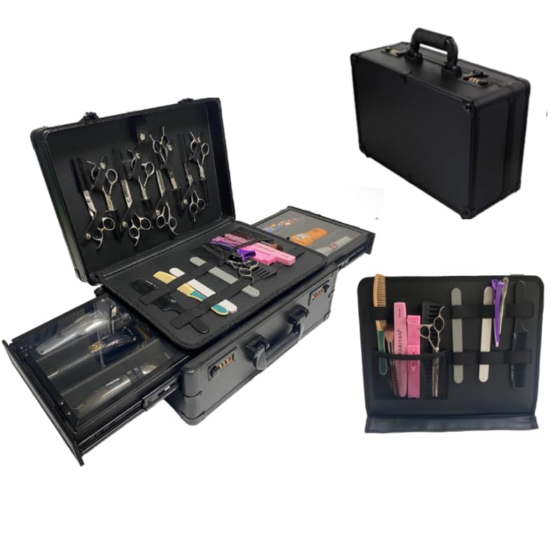 HUIMSWARM Barber Cases for Clippers and Supplies, Hair Scissors Trimmer Organizer, Salon Hair Grooming Hard Travel Suitcase, Shrink DesignTransformers,Aviationmaterial,Lightweight&Portable