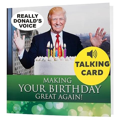 Talking trump birthday card with trump's real voice - trump birthday cards for men, donald trump gifts for men, funny birthday card for women (green) Cover
