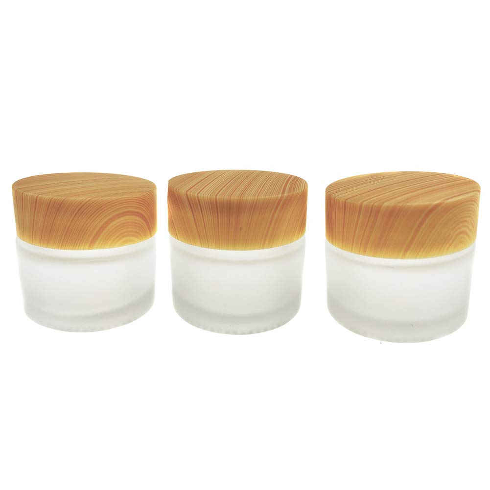 Ericotry Cream 3Pcs 20G 20Ml Empty Refillable Translucent Glass Makeup Cosmetic Face Lip Balm Storage Container Jar Pot Bottle With Liners And Screw Lid For Scrubs Oils Salves S Lotions