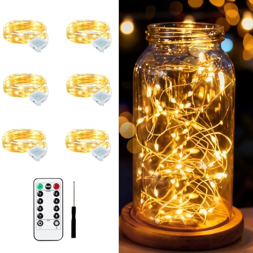 FWYWNL 6 PCS Warm White Fairy Lights ＆ Remote 7ft 20 LED Light