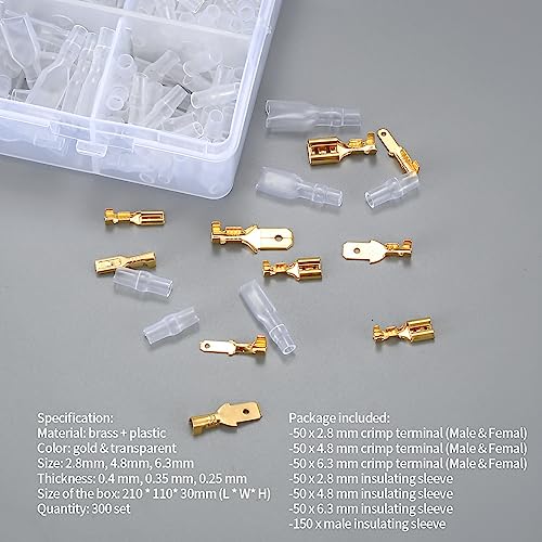 KOXXIAMOQ 300 Male Female Wire Spade Connectors, 2.8mm 4.8mm 6.3mm Electrical Wire Connectors - Image 4